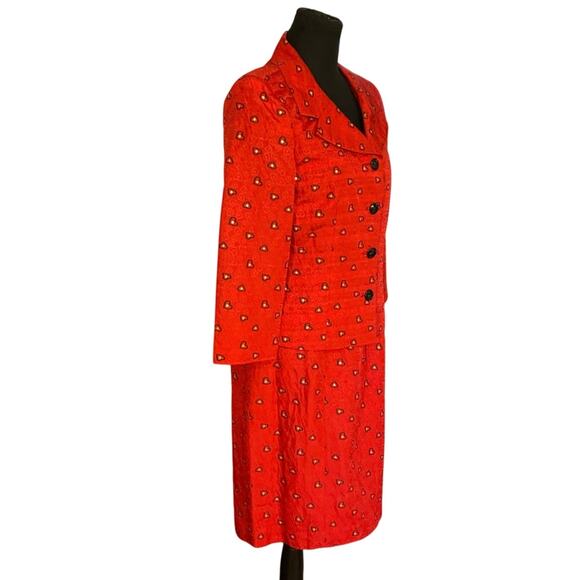 Banu Paris Silk Blend Sheath Dress and Jacket Size 8 Vintage NWT Holiday Hearts - Picture 3 of 16